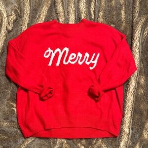 Red Merry Sweater By CeCe